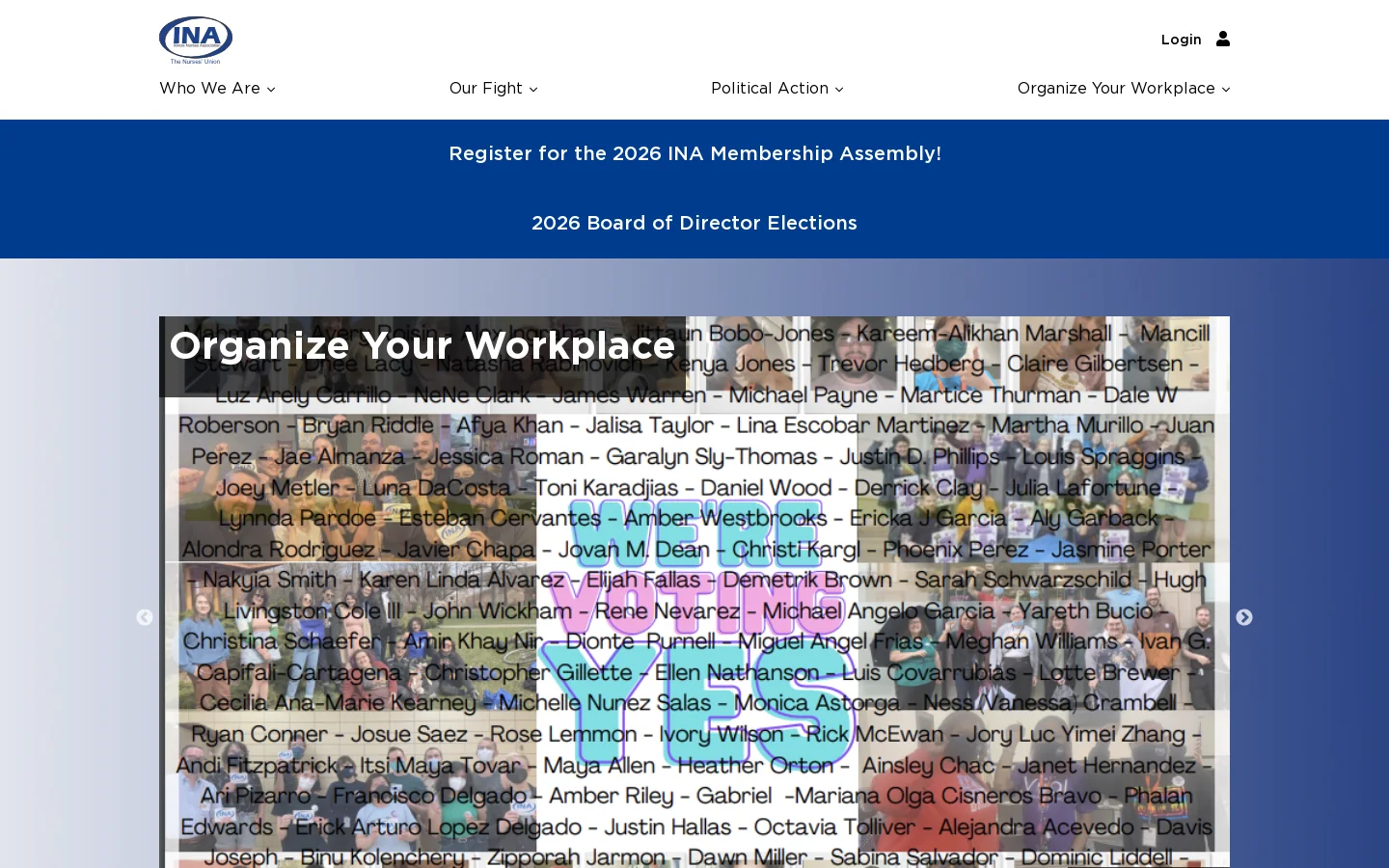Illinois Nurses Association Homepage screenshot