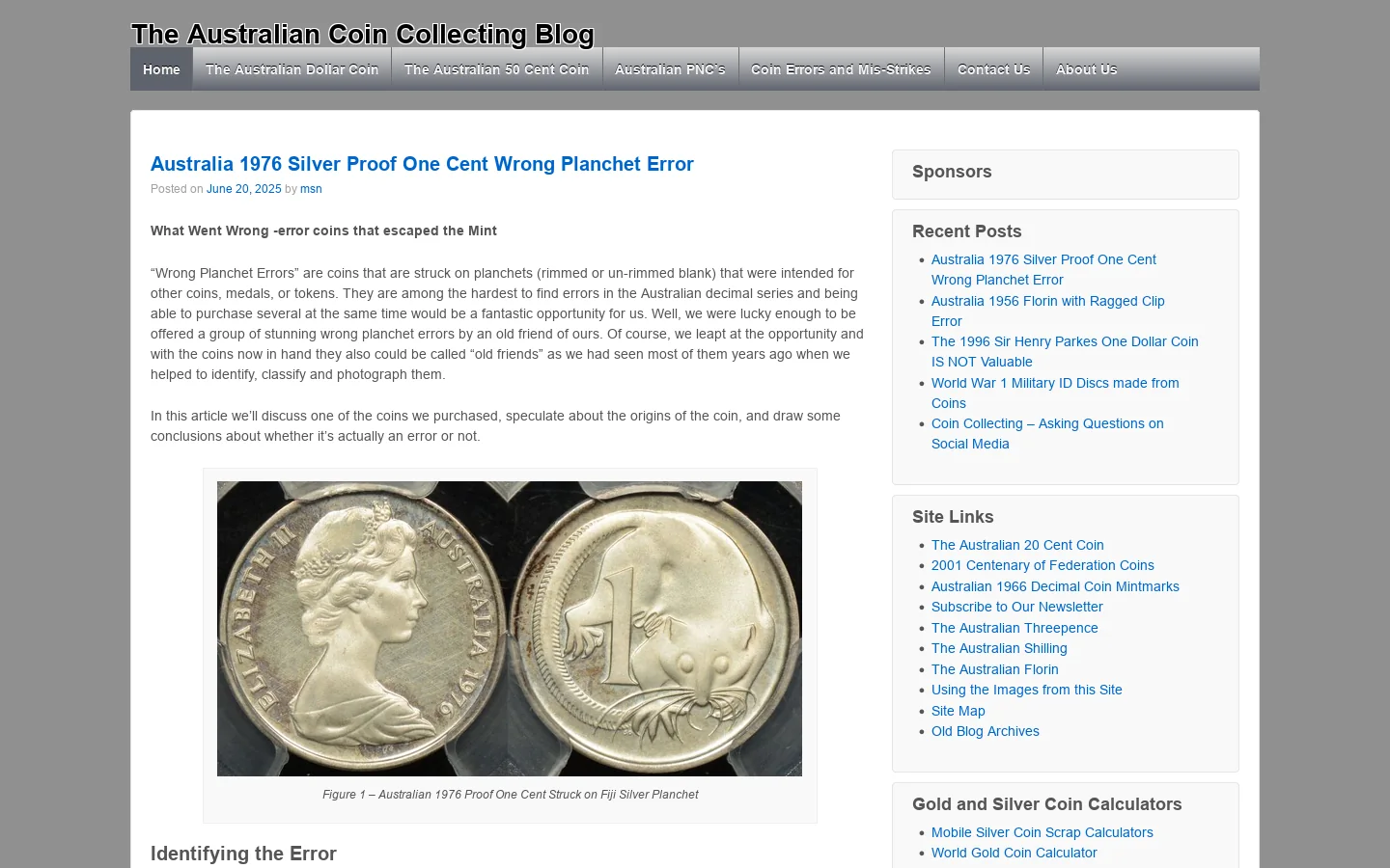 The Australian Coin Collecting Blog | This best Australian coin collecting website on the internet! Homepage screenshot