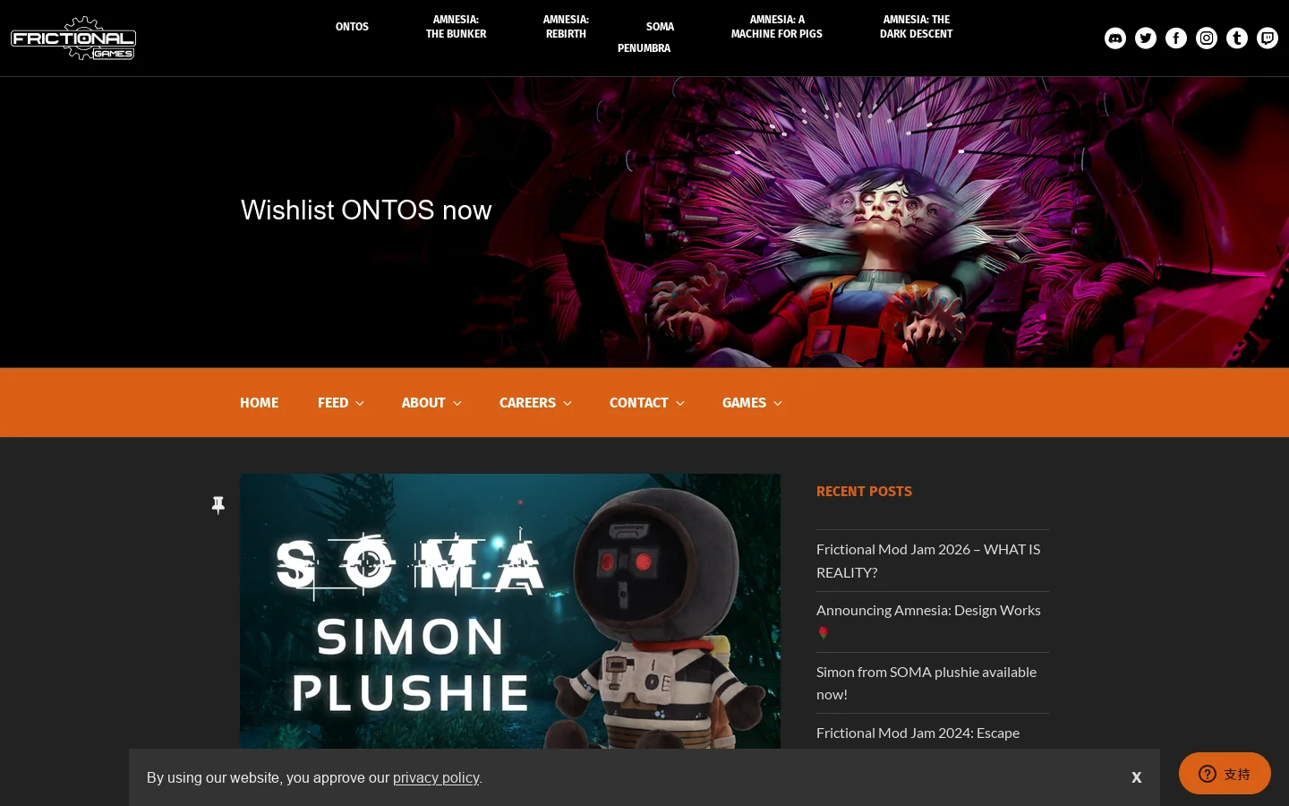 Frictional Games Homepage screenshot