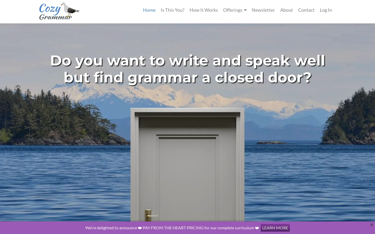 Cozy Grammar Homepage screenshot