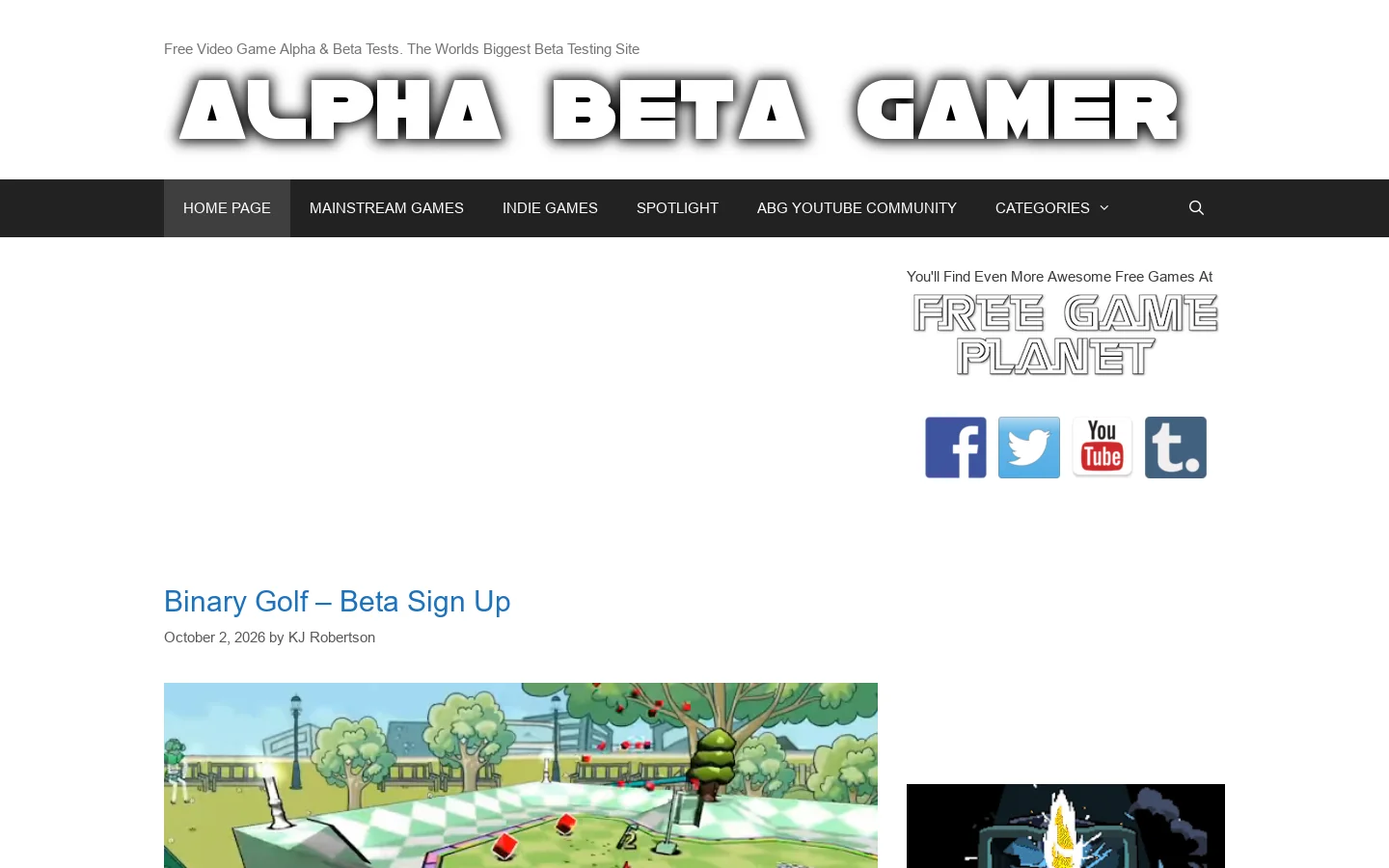 Alpha Beta Gamer Homepage screenshot