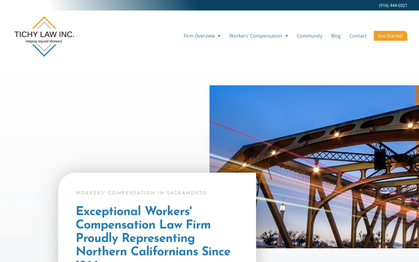 Workers' Compensation Lawyer | Sacramento | Tichy Law Inc. Homepage screenshot