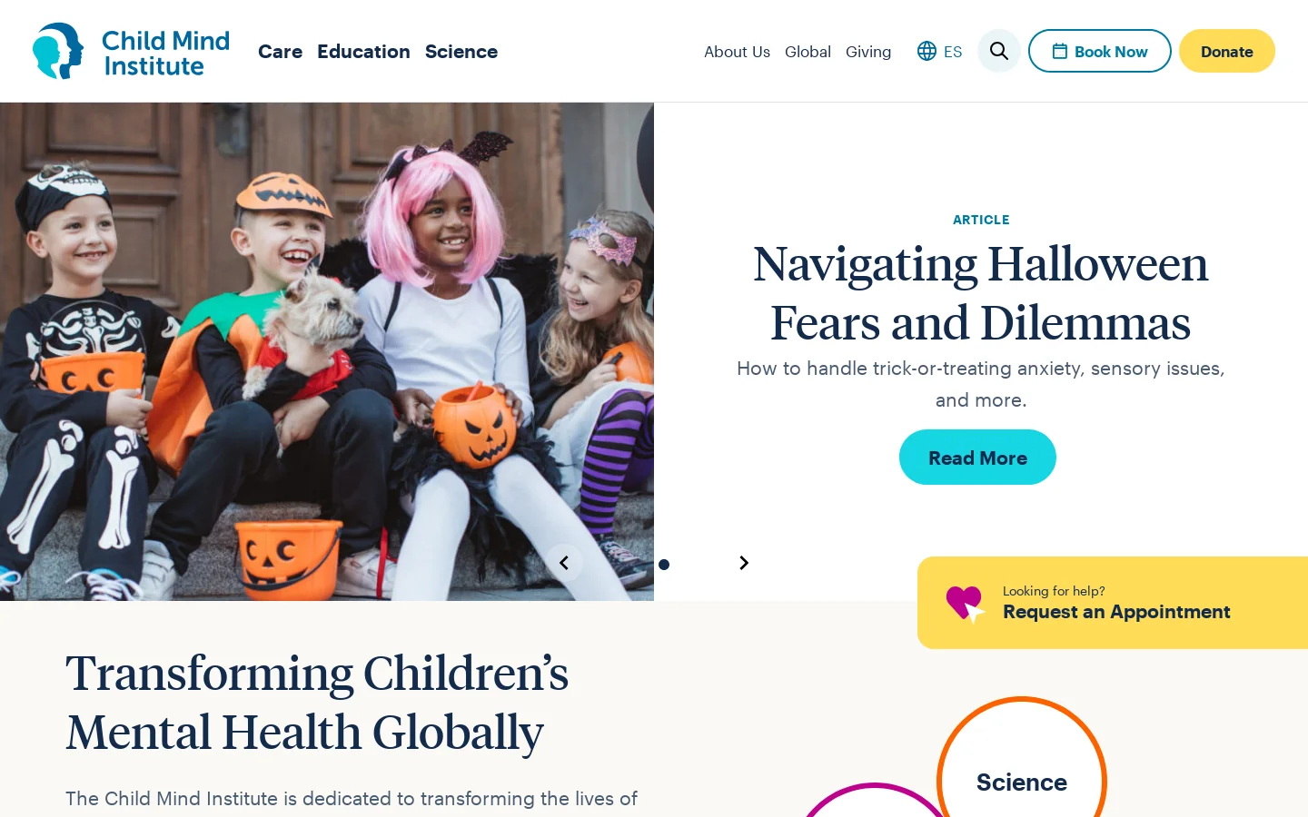 Child Mind Institute Homepage screenshot