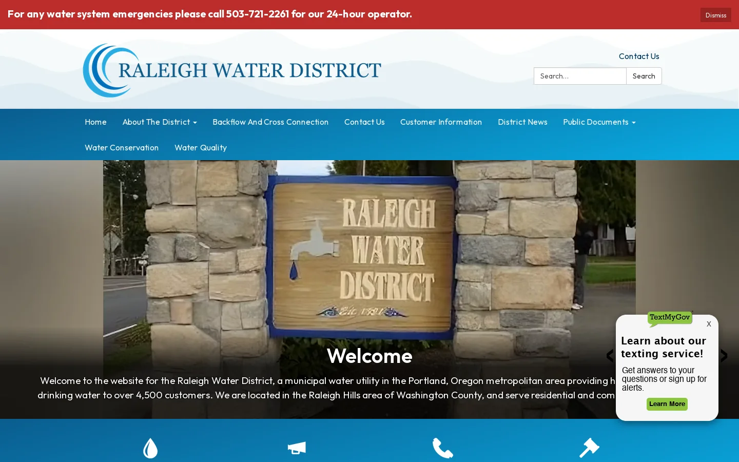 Homepage Raleigh Water District Homepage screenshot