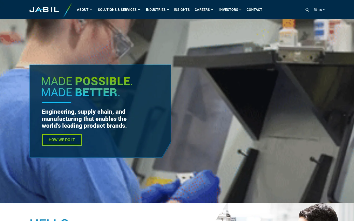 Jabil Homepage screenshot