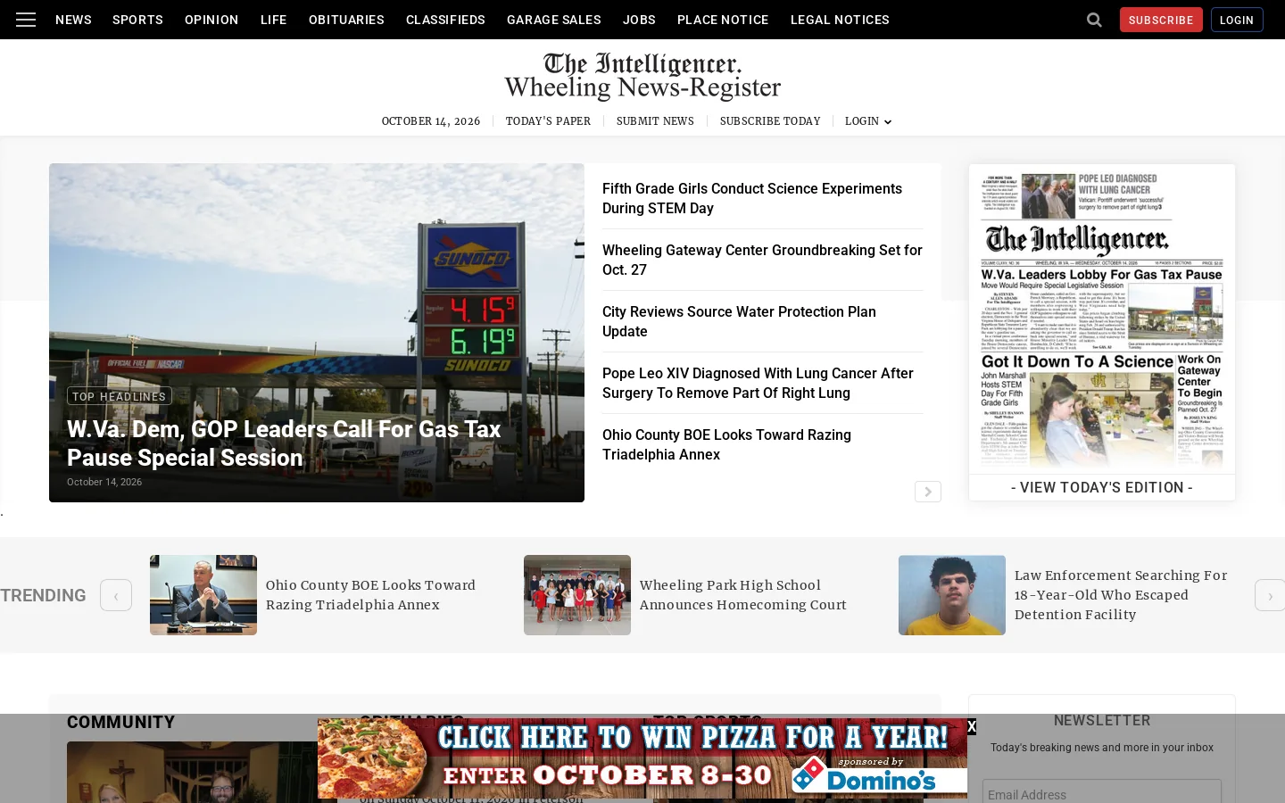The Intelligencer Homepage screenshot