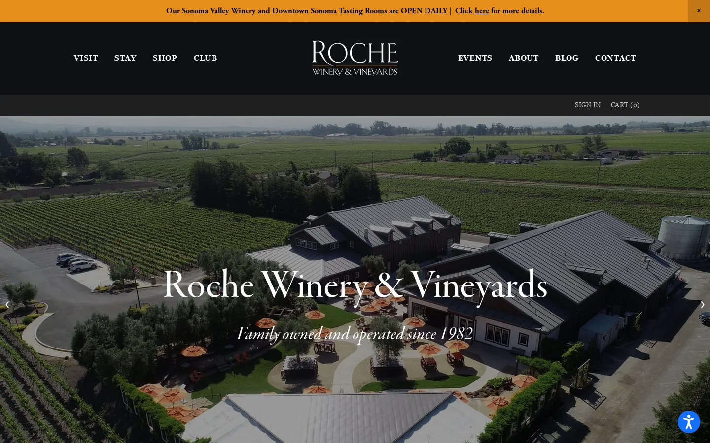 Roche Sonoma Winery Homepage screenshot