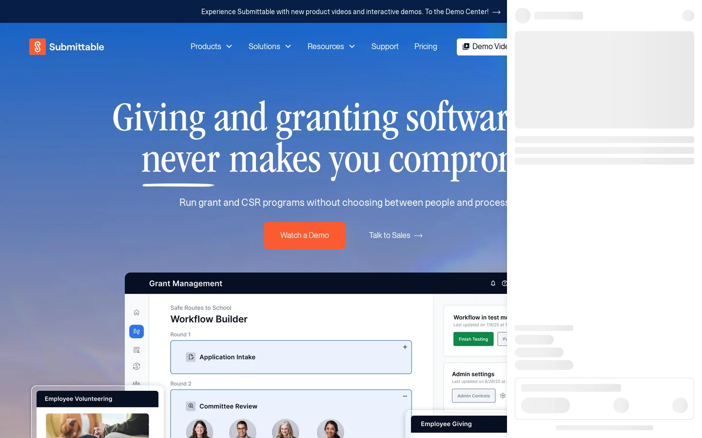 Submittable Homepage screenshot