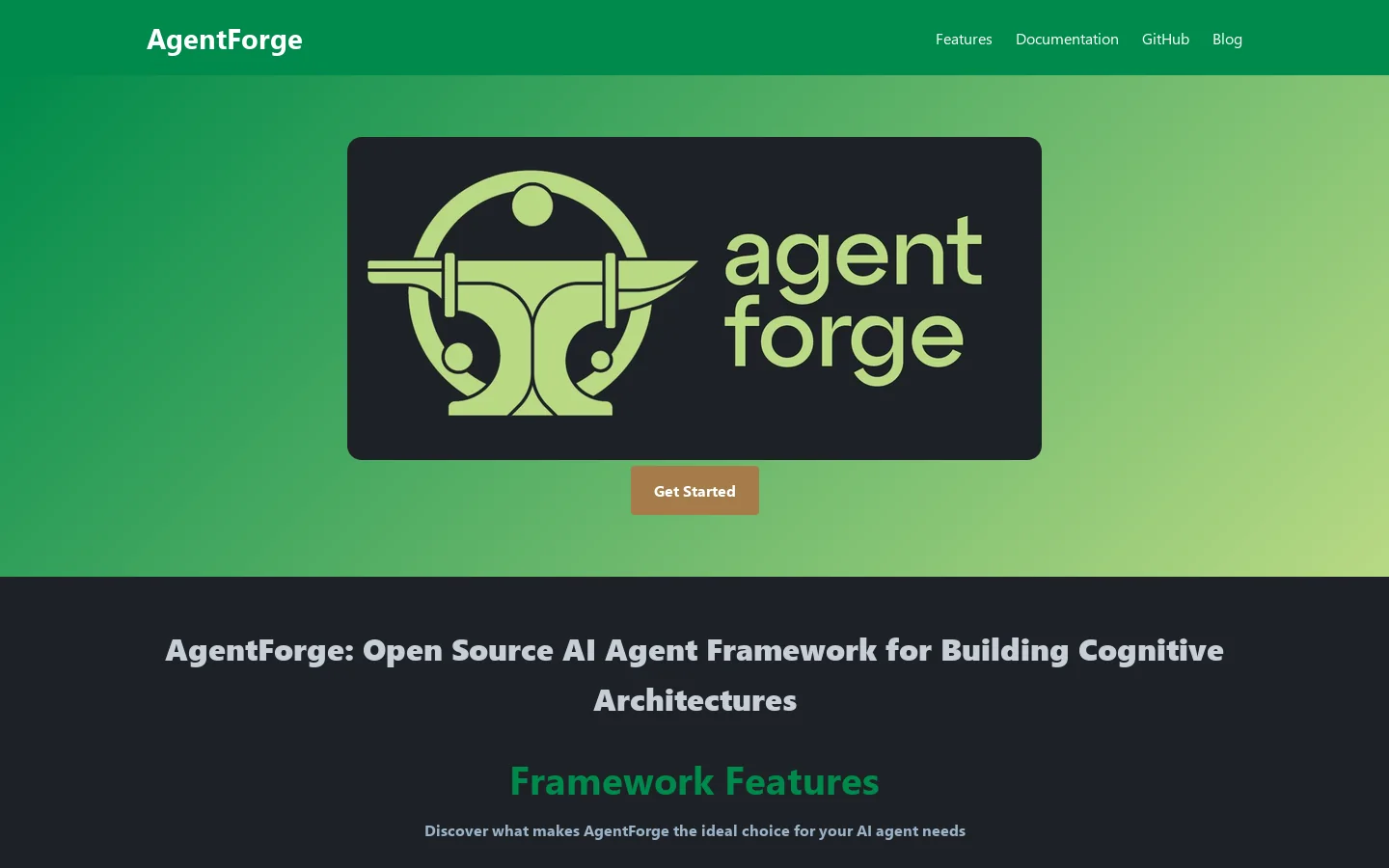 AgentForge Homepage screenshot
