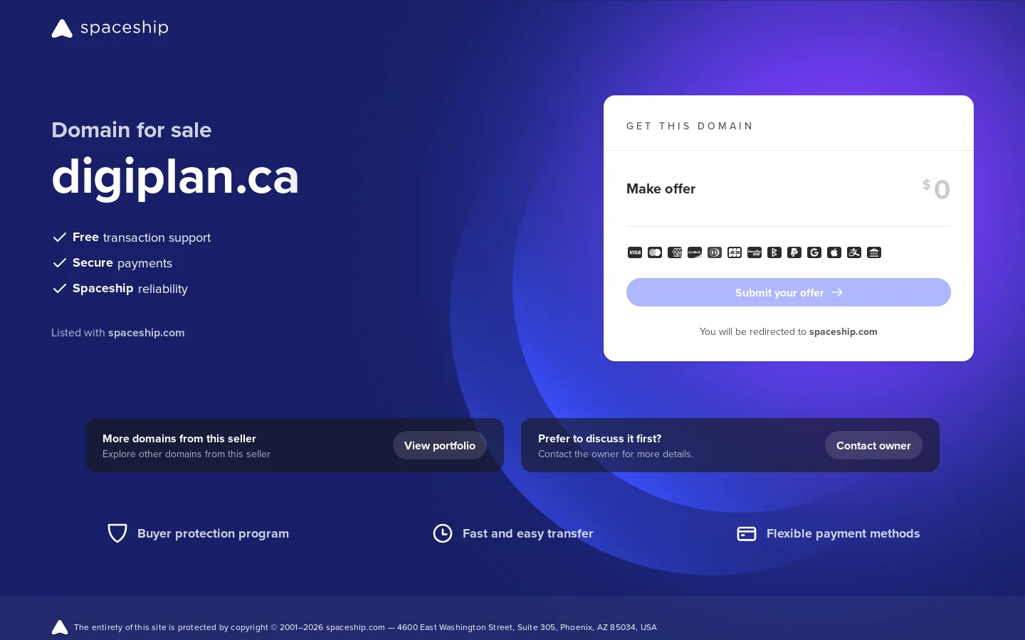 digiplan.ca for sale Homepage screenshot