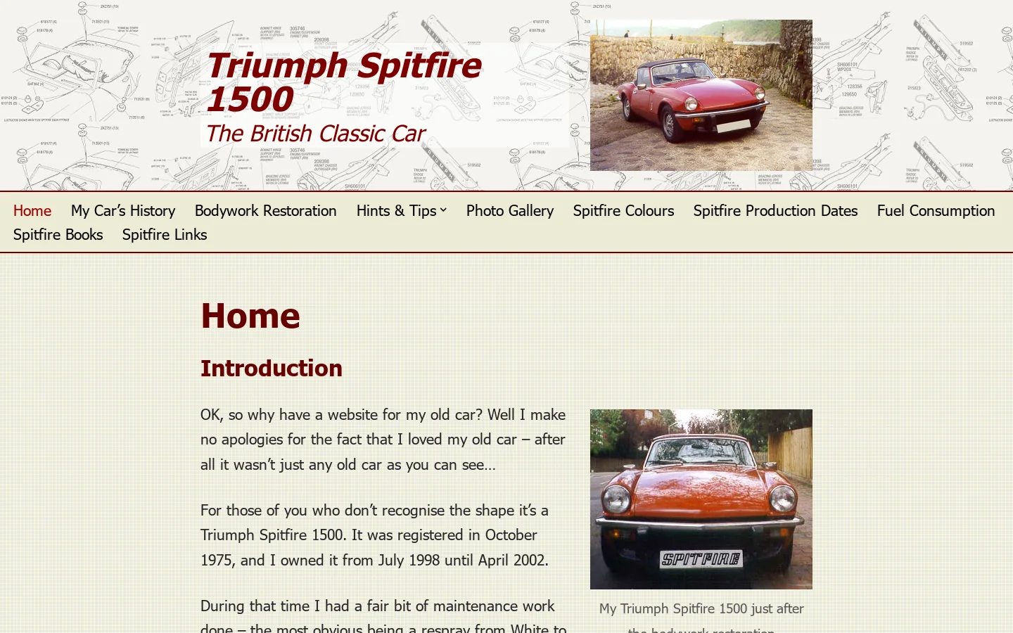 Triumph Spitfire 1500 Homepage screenshot