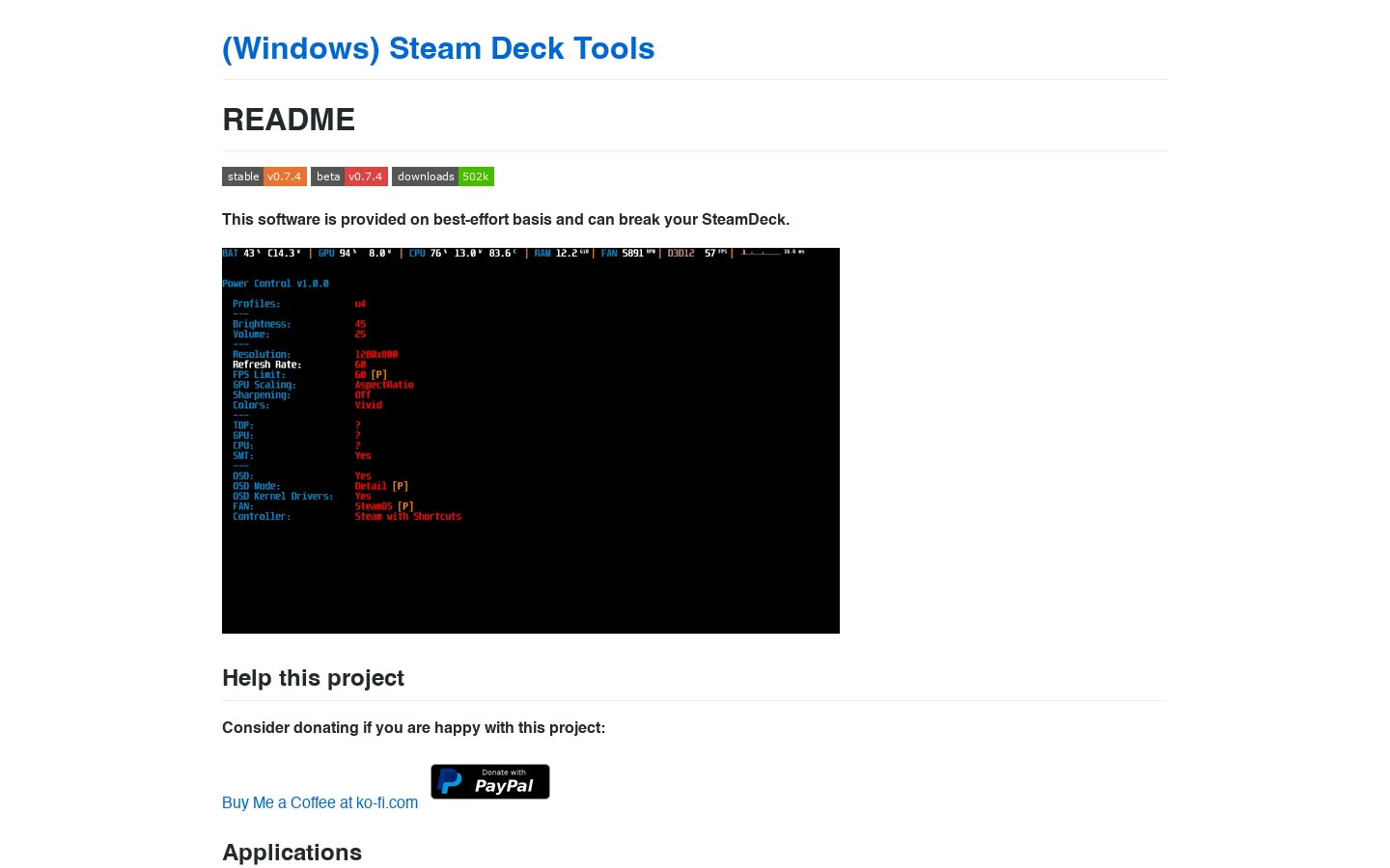 README | (Windows) Steam Deck Tools Homepage screenshot
