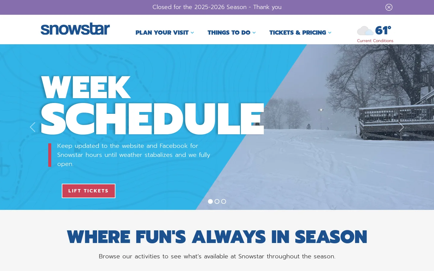 Homepage - Snowstar - Where Fun's Always in Season! Homepage screenshot