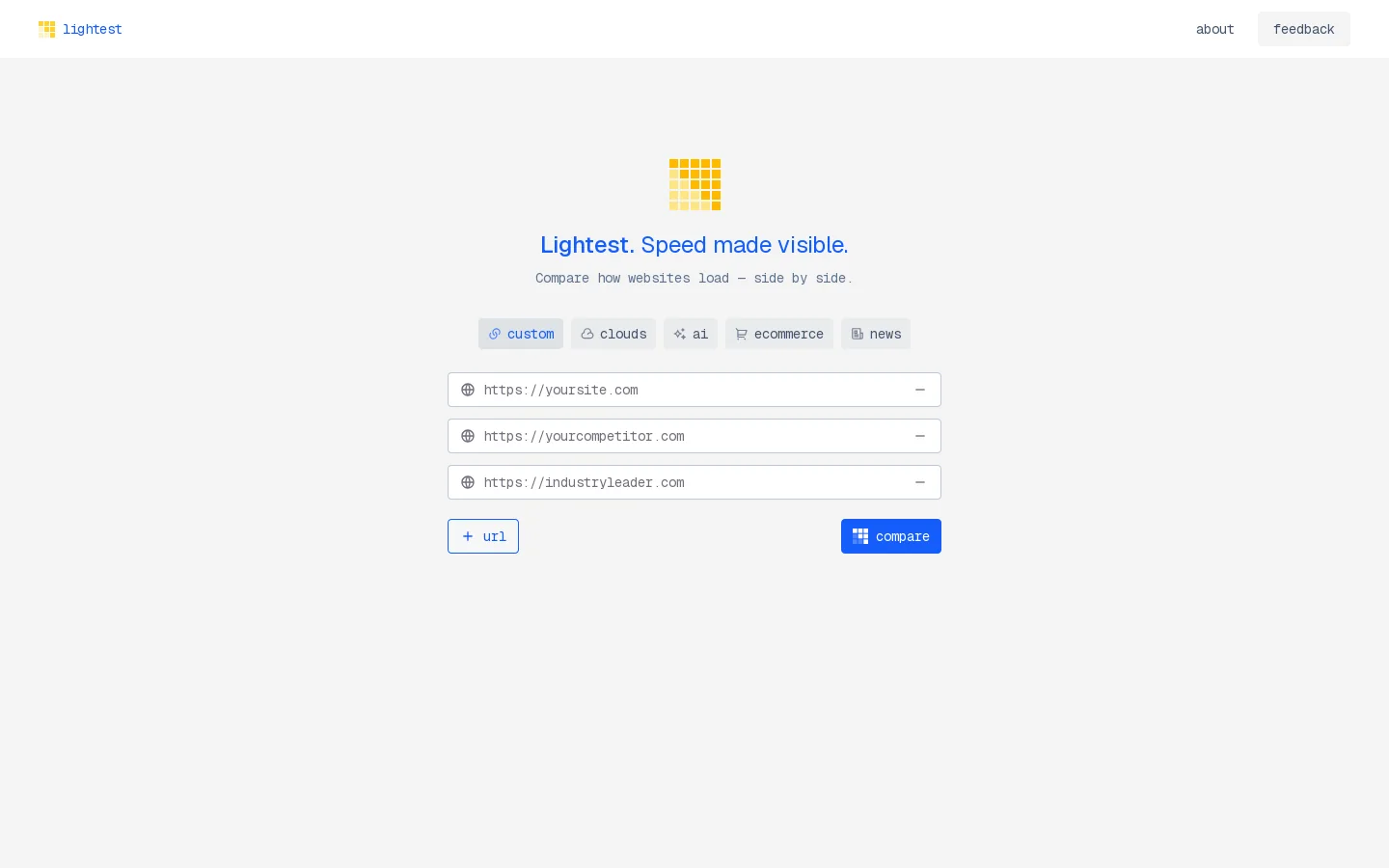 lightest Homepage screenshot