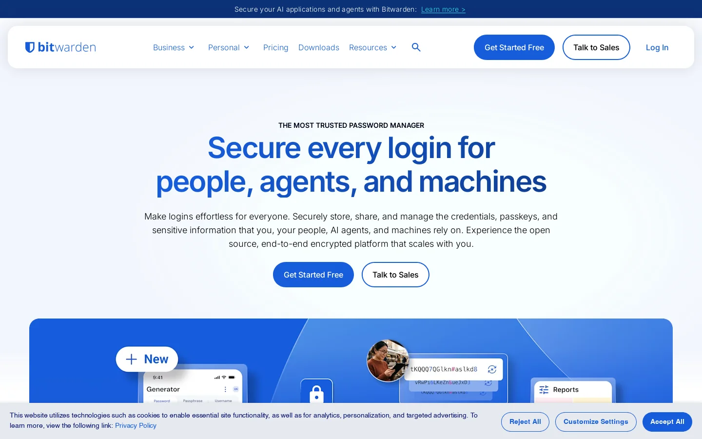 Bitwarden Homepage screenshot