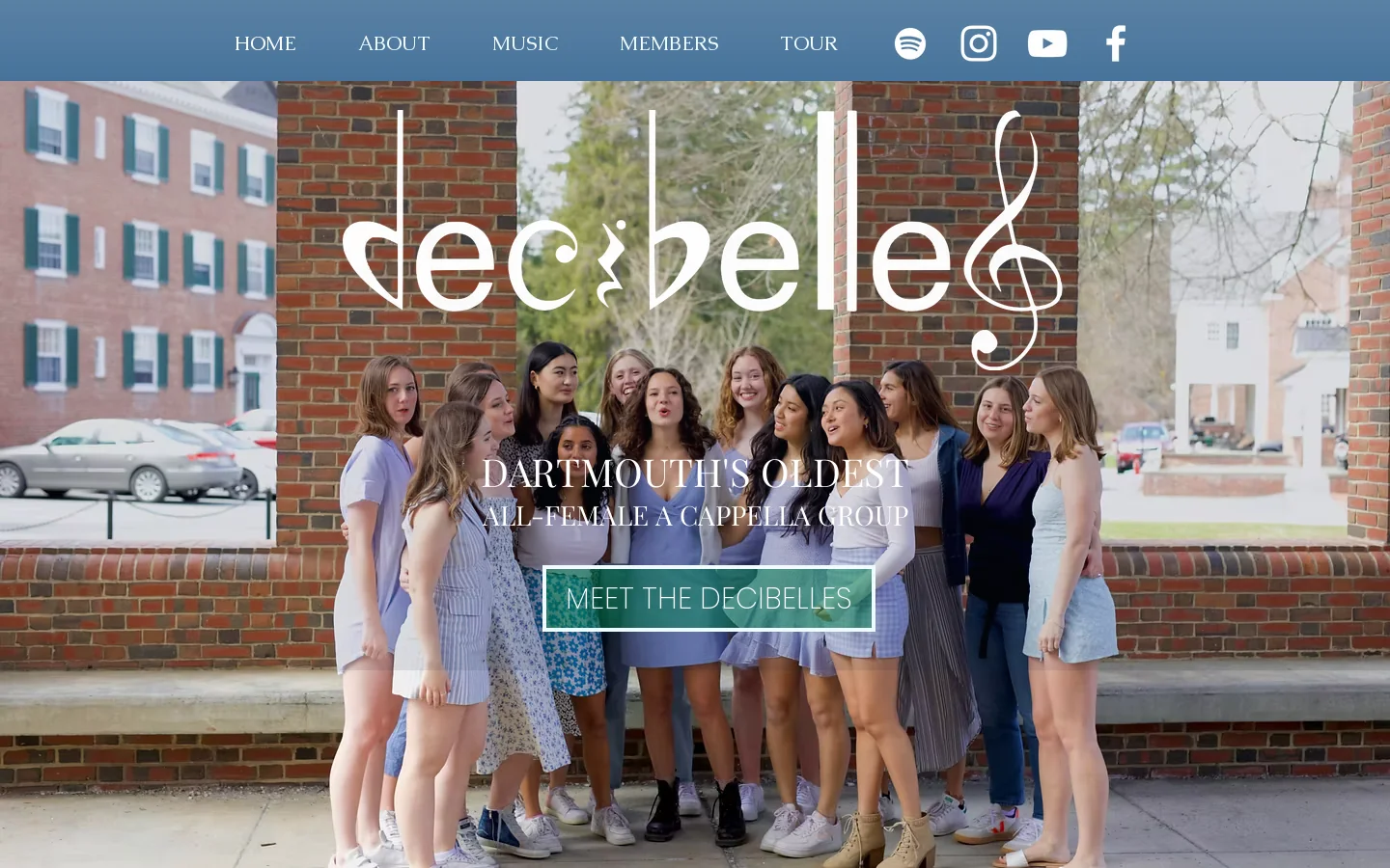 Dartmouth Decibelles Homepage screenshot