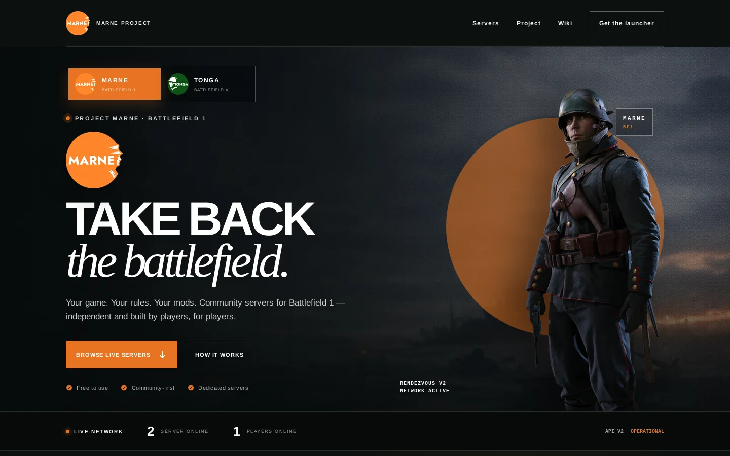 MARNE Homepage screenshot