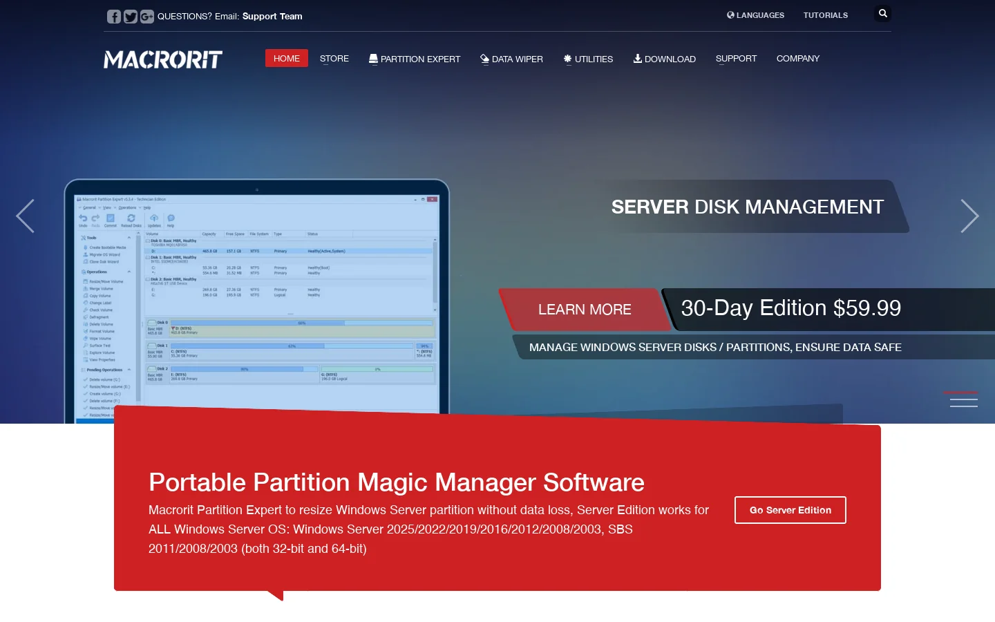 [Official] Macrorit Partition Managers | Bootable Portable Partition Manager Homepage screenshot