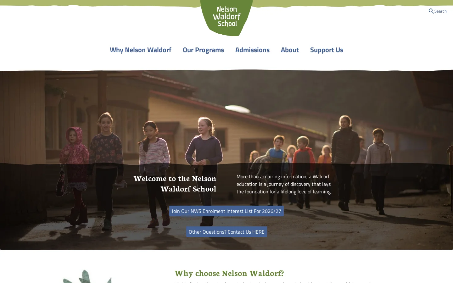 Nelson Waldorf School Homepage screenshot