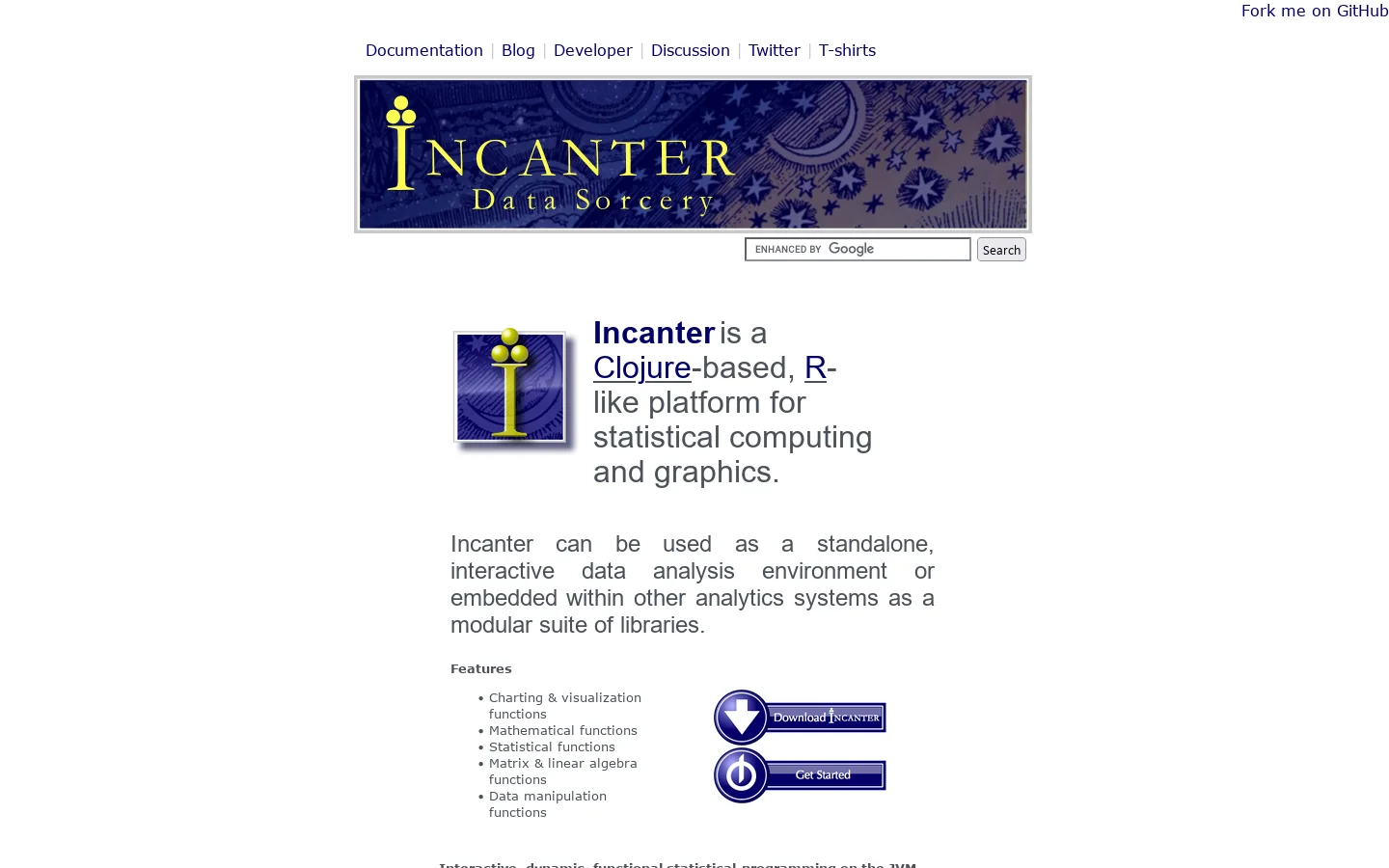 Incanter Homepage screenshot