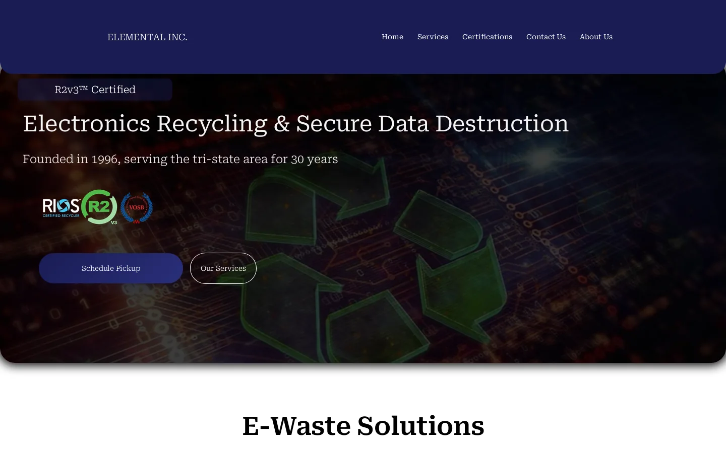 Elemental Inc. Homepage screenshot