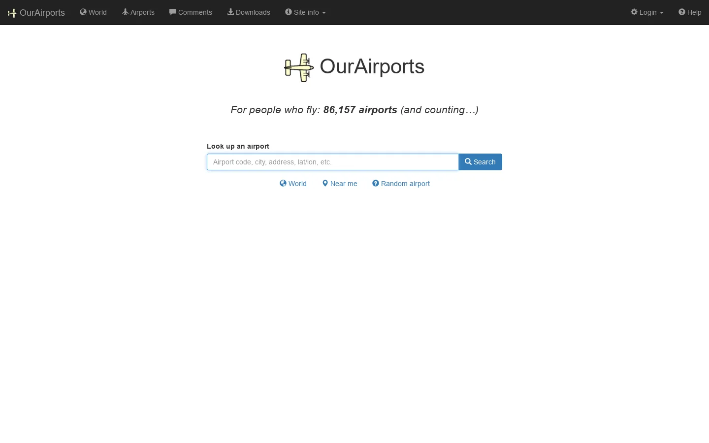 OurAirports Homepage screenshot