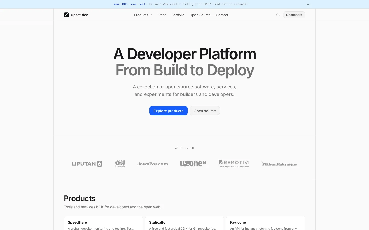 thedev.id - A free identity for developers on the web Homepage screenshot