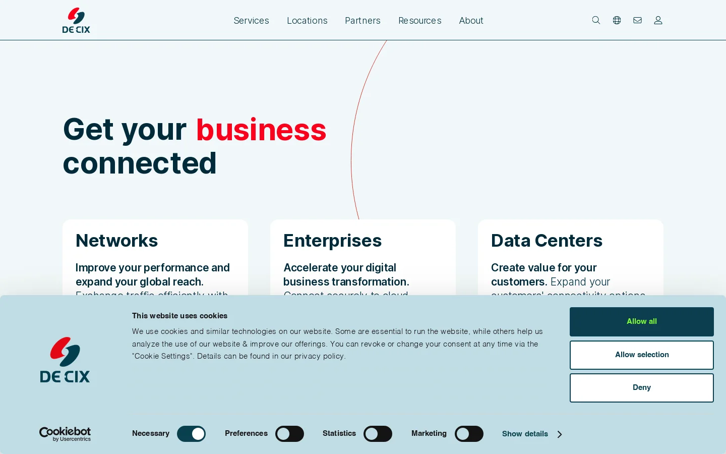 DE-CIX Homepage screenshot