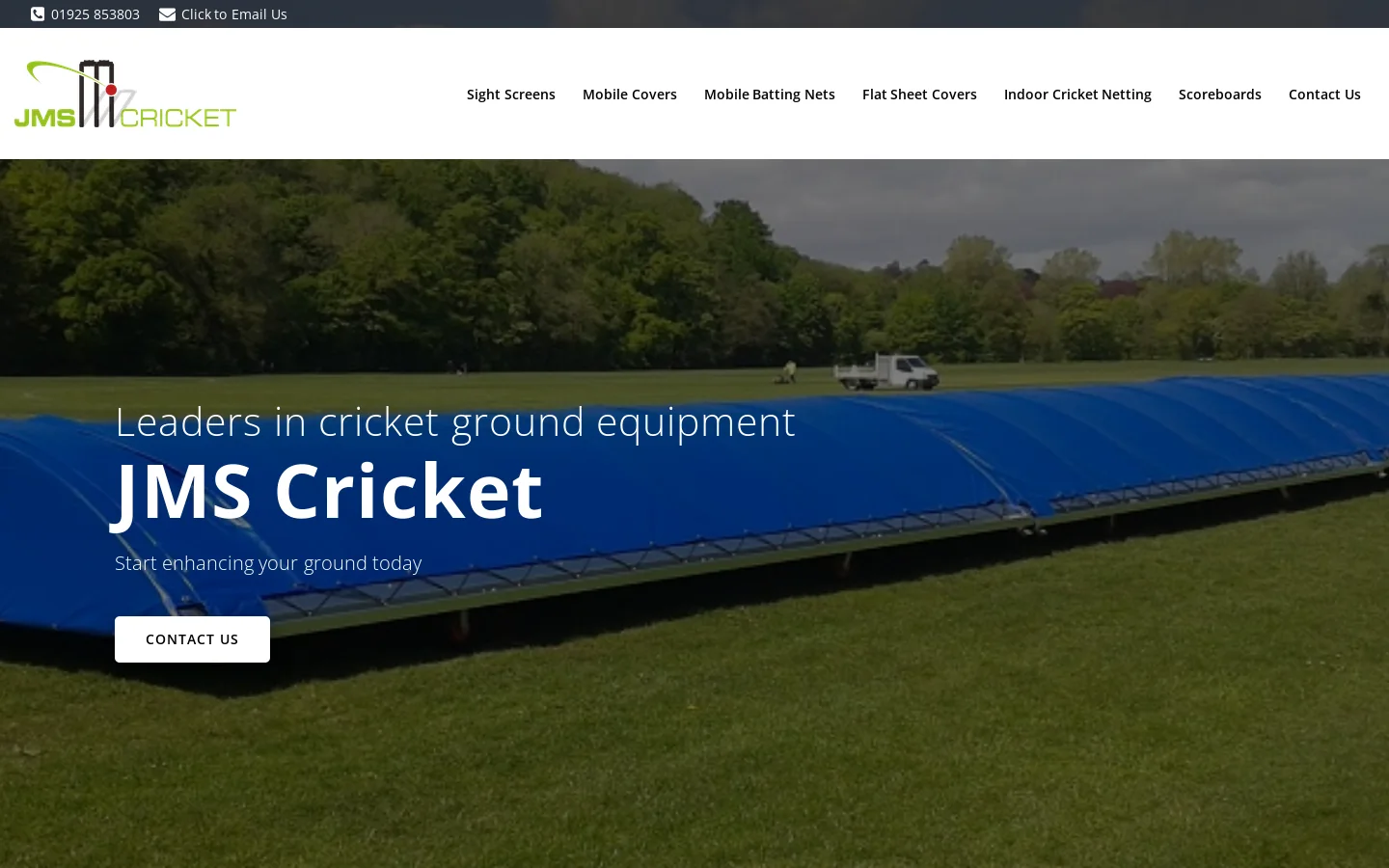 JMS Cricket Equipment Homepage screenshot
