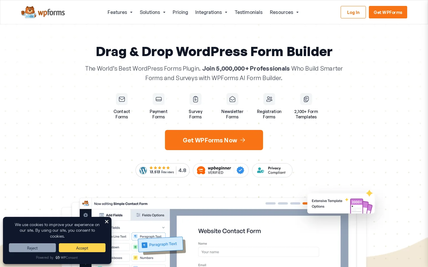 WPForms Homepage screenshot