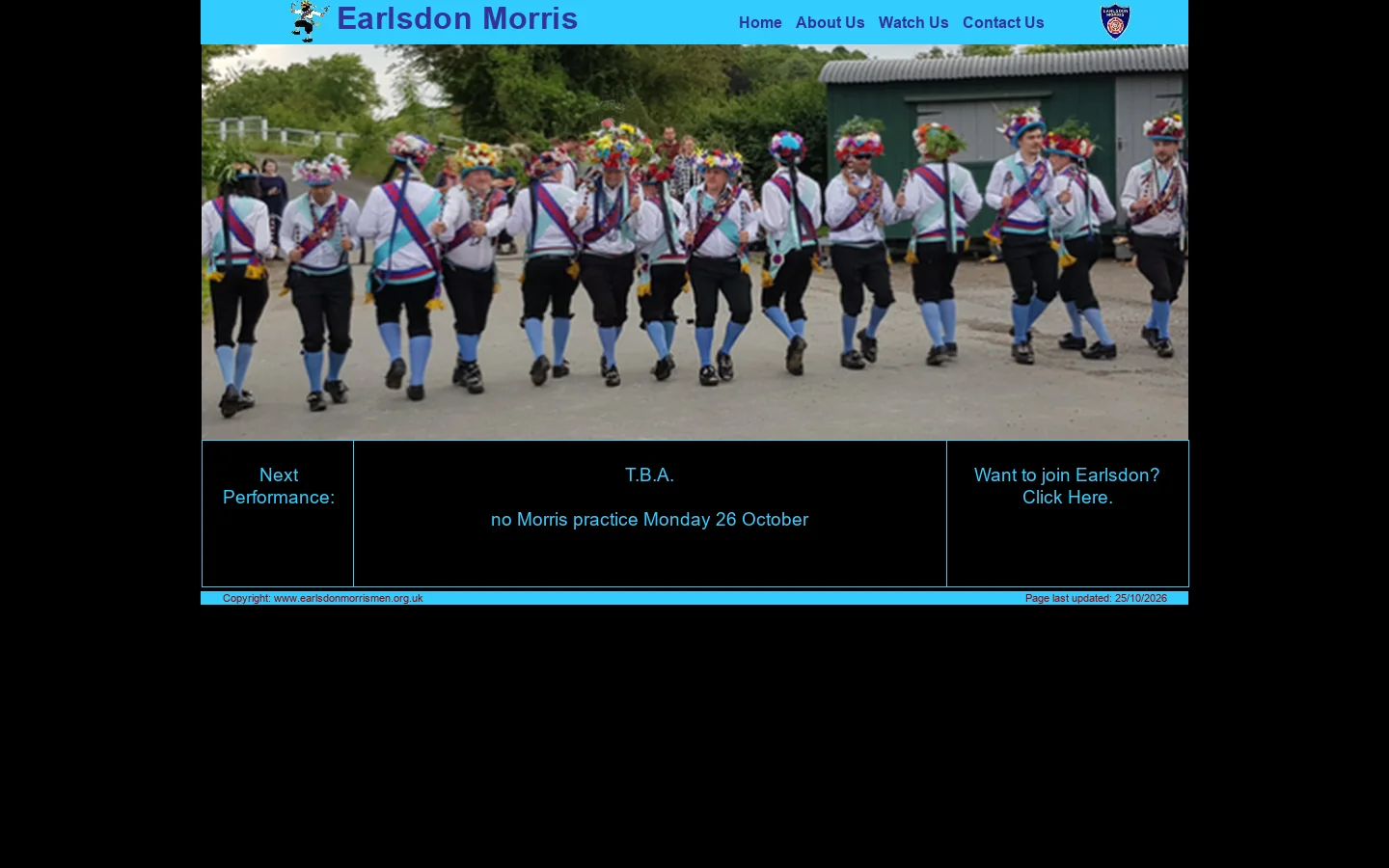 Earlsdon Morris Home Page Homepage screenshot