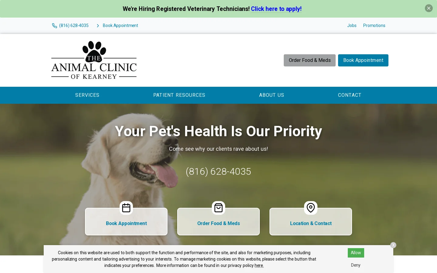 Veterinarian in Kearney, MO | The Animal Clinic of Kearney – Your Trusted Veterinary Clinic for Pet Wellness, Surgery, Emergency Care & More. Book an Appointment Today! Homepage screenshot