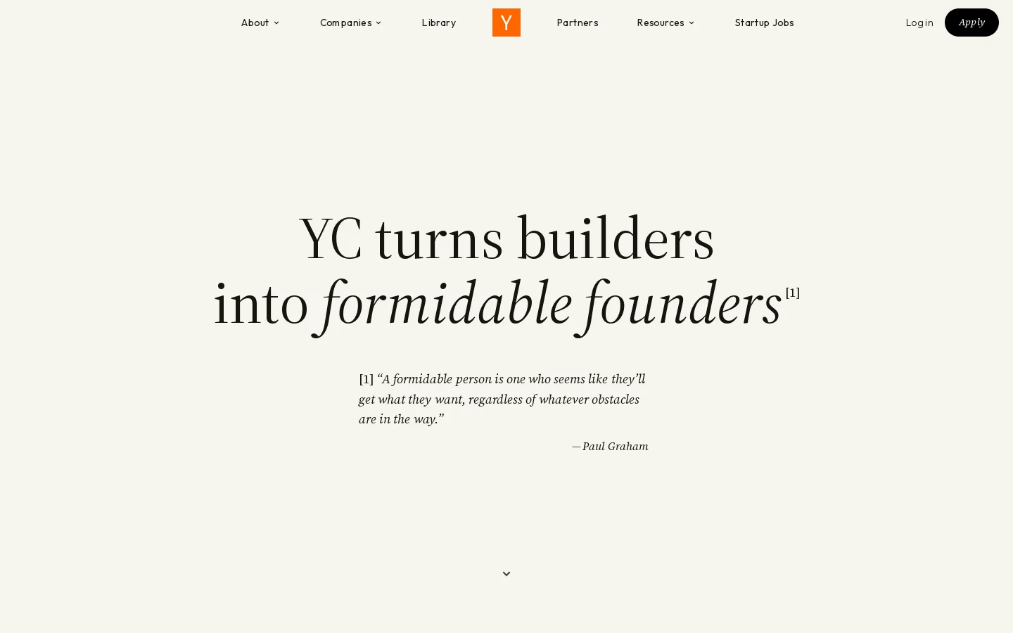 Y Combinator Homepage screenshot