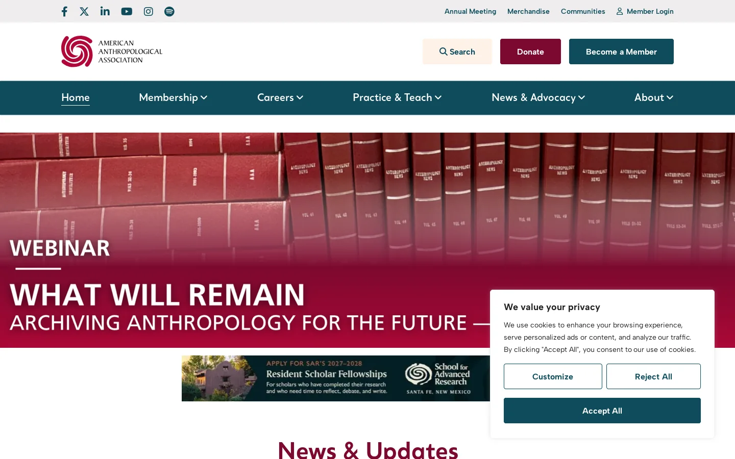 American Anthropological Association Homepage screenshot