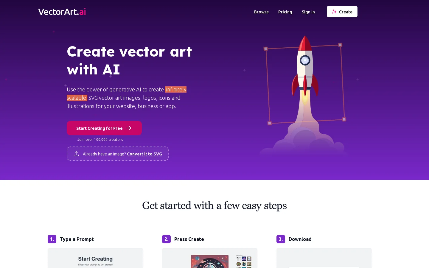 VectorArt.ai Homepage screenshot