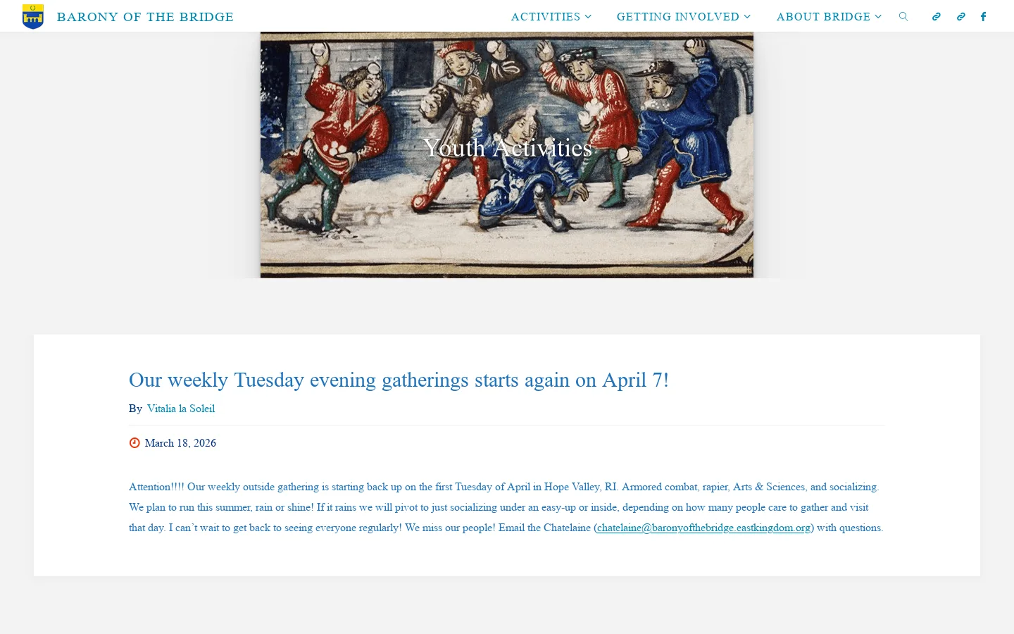 Barony Of The Bridge Homepage screenshot