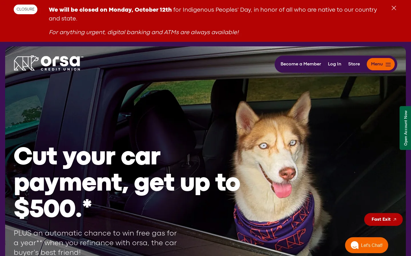 orsa credit union | Michigan's Premier Banking Partner Homepage screenshot