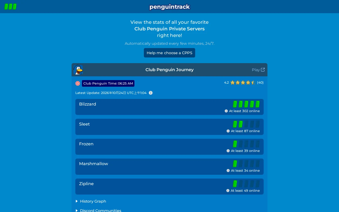 penguintrack Homepage screenshot
