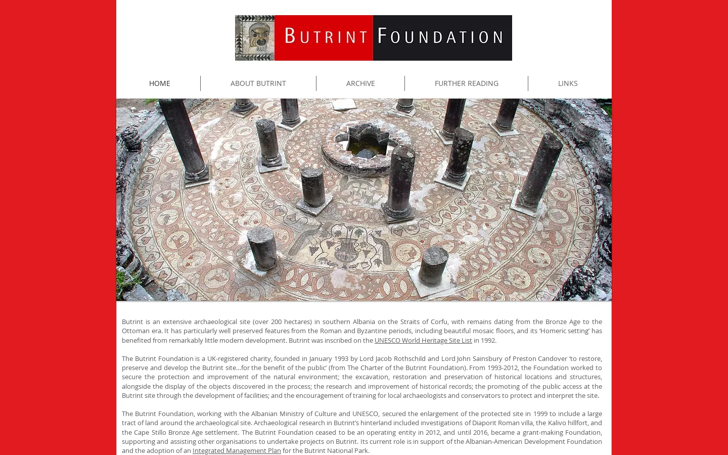 The Butrint Foundation Homepage screenshot