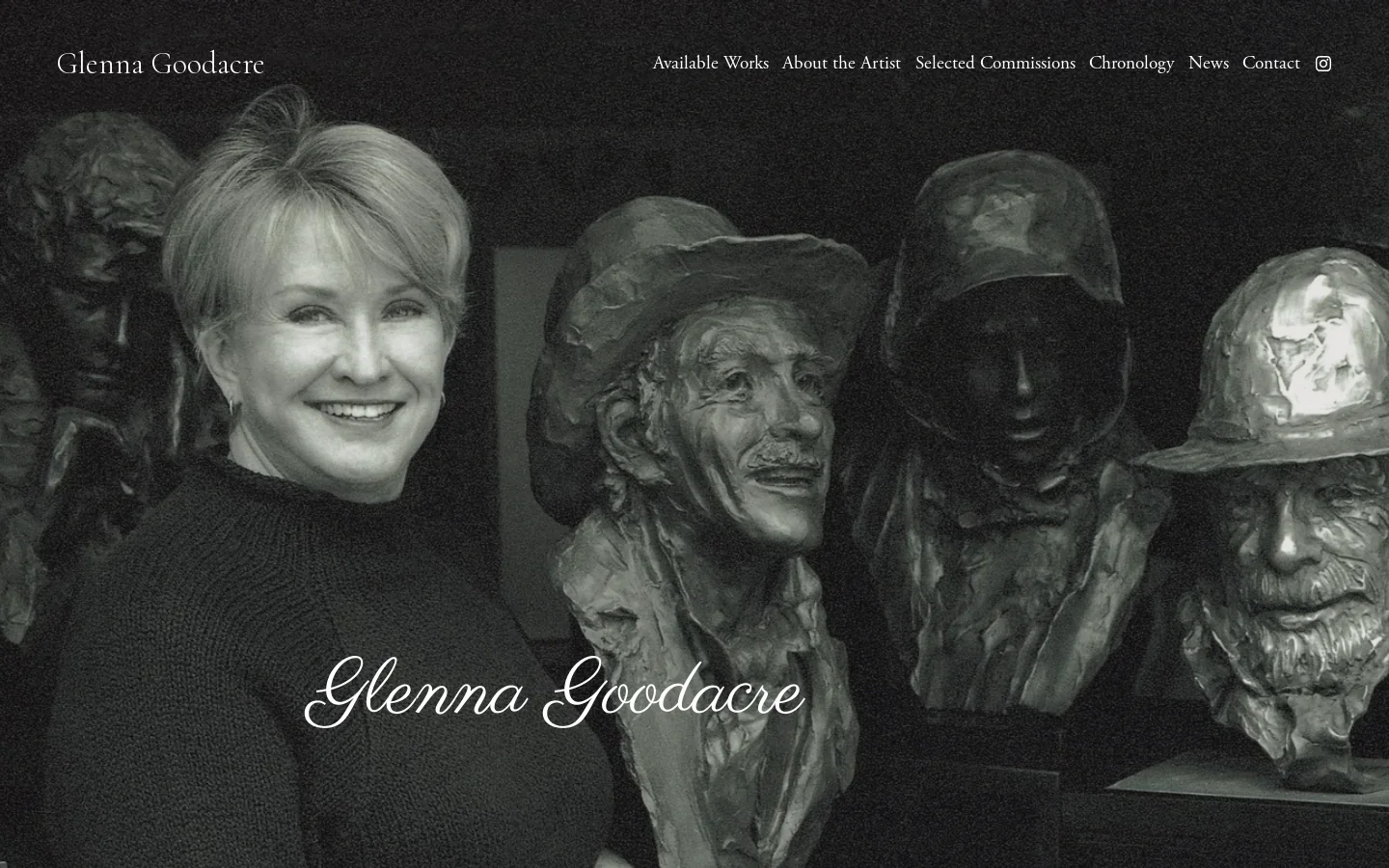 Glenna Goodacre Homepage screenshot