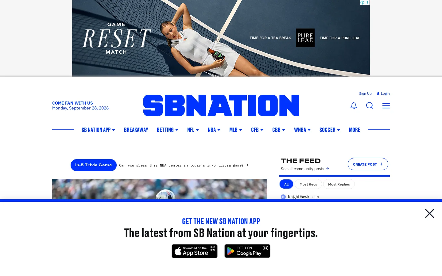 SB Nation Homepage screenshot