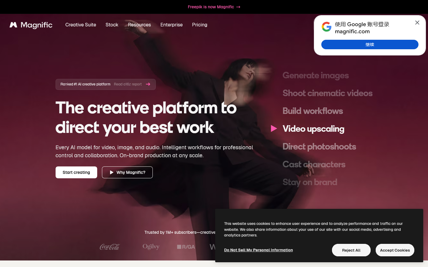 Magnific (formerly Freepik) Homepage screenshot