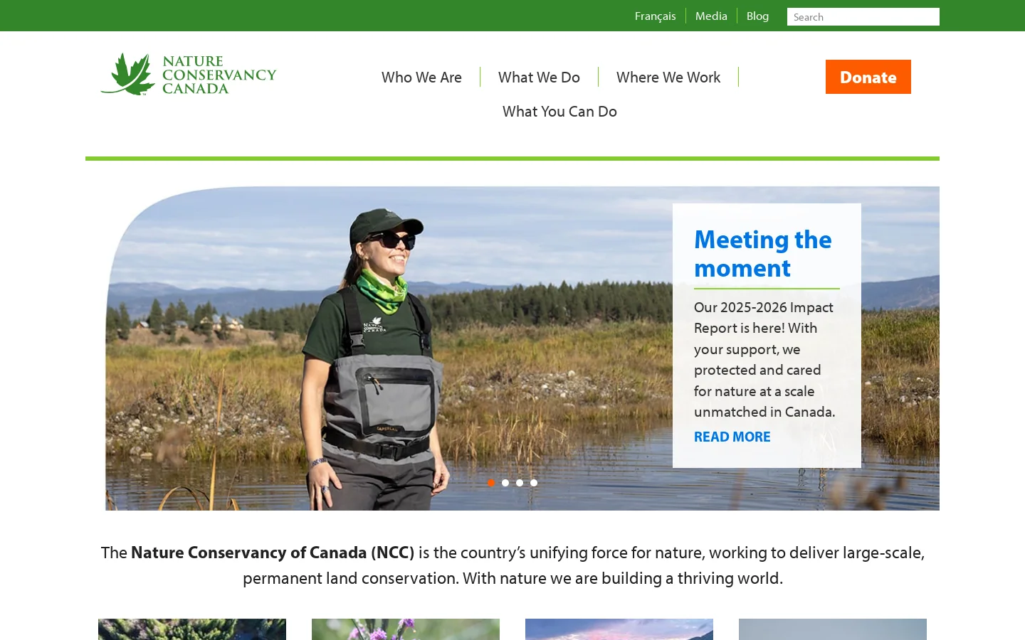 Nature Conservancy of Canada Homepage screenshot