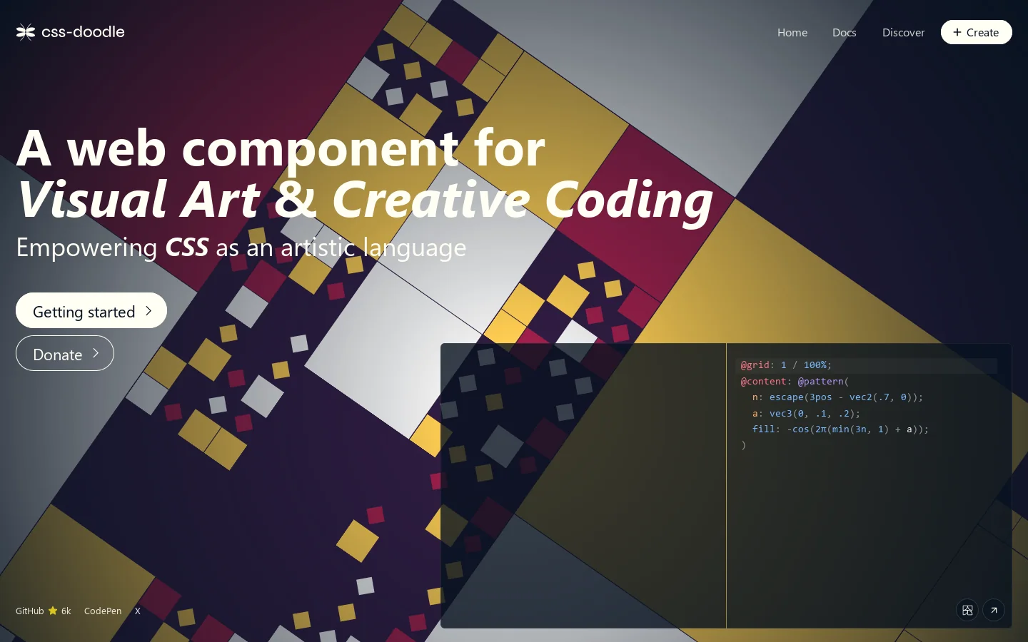 css-doodle Homepage screenshot