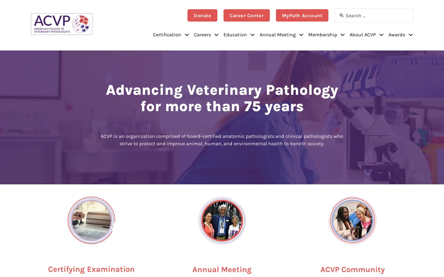 ACVP.org Homepage screenshot