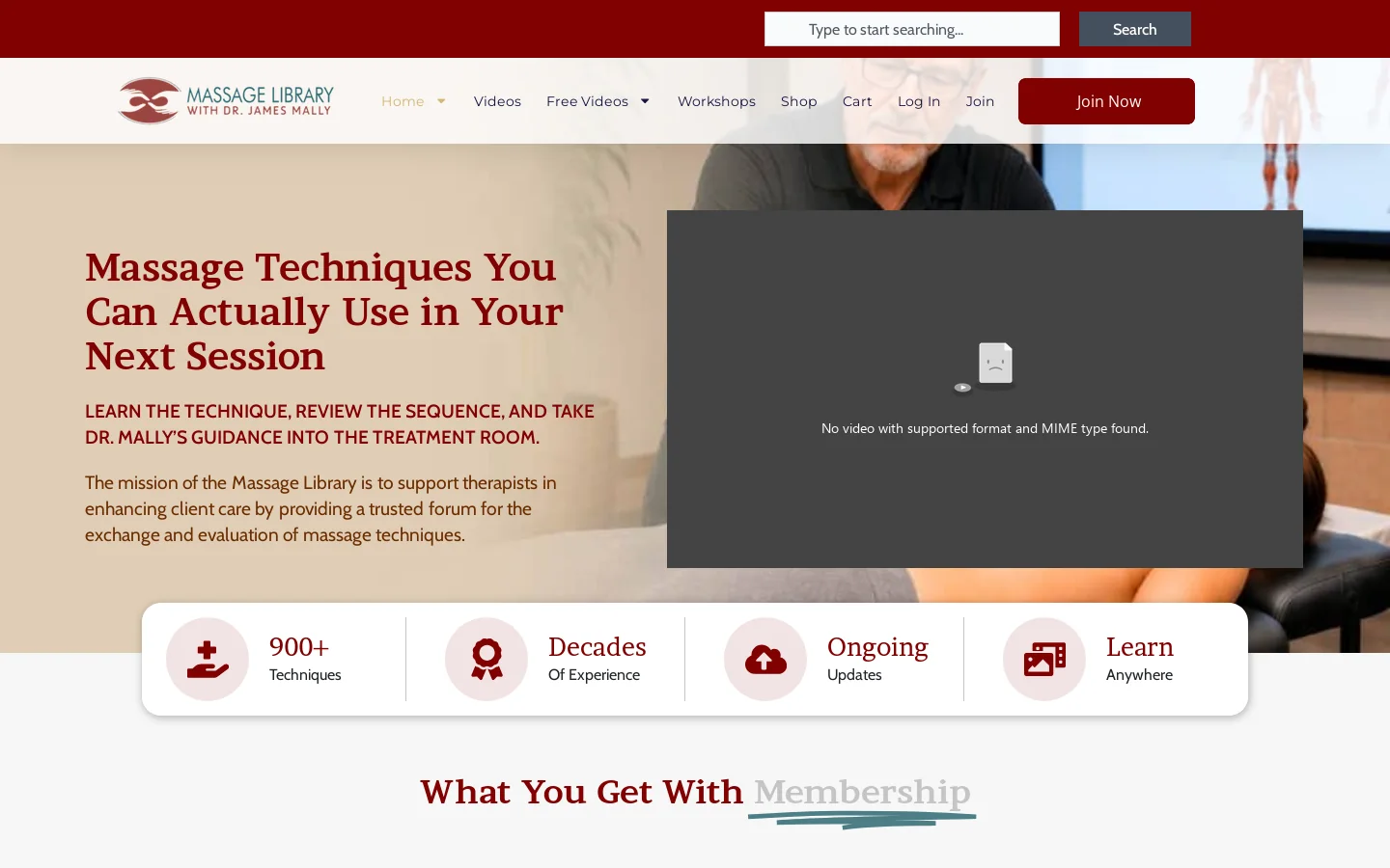 Massage Library Homepage screenshot