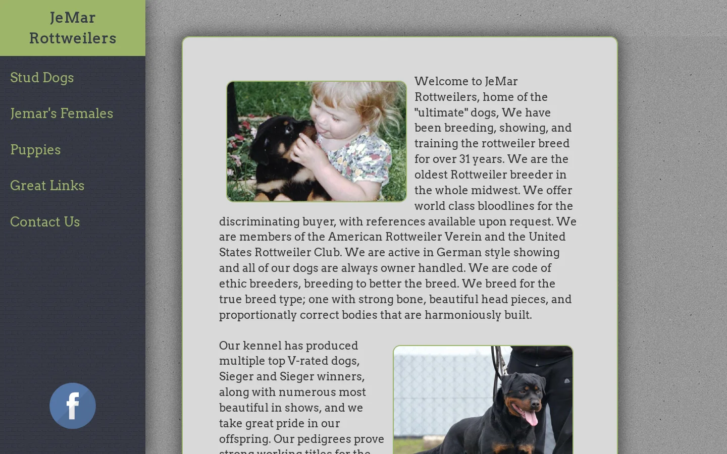 JeMar Rottweilers Homepage screenshot