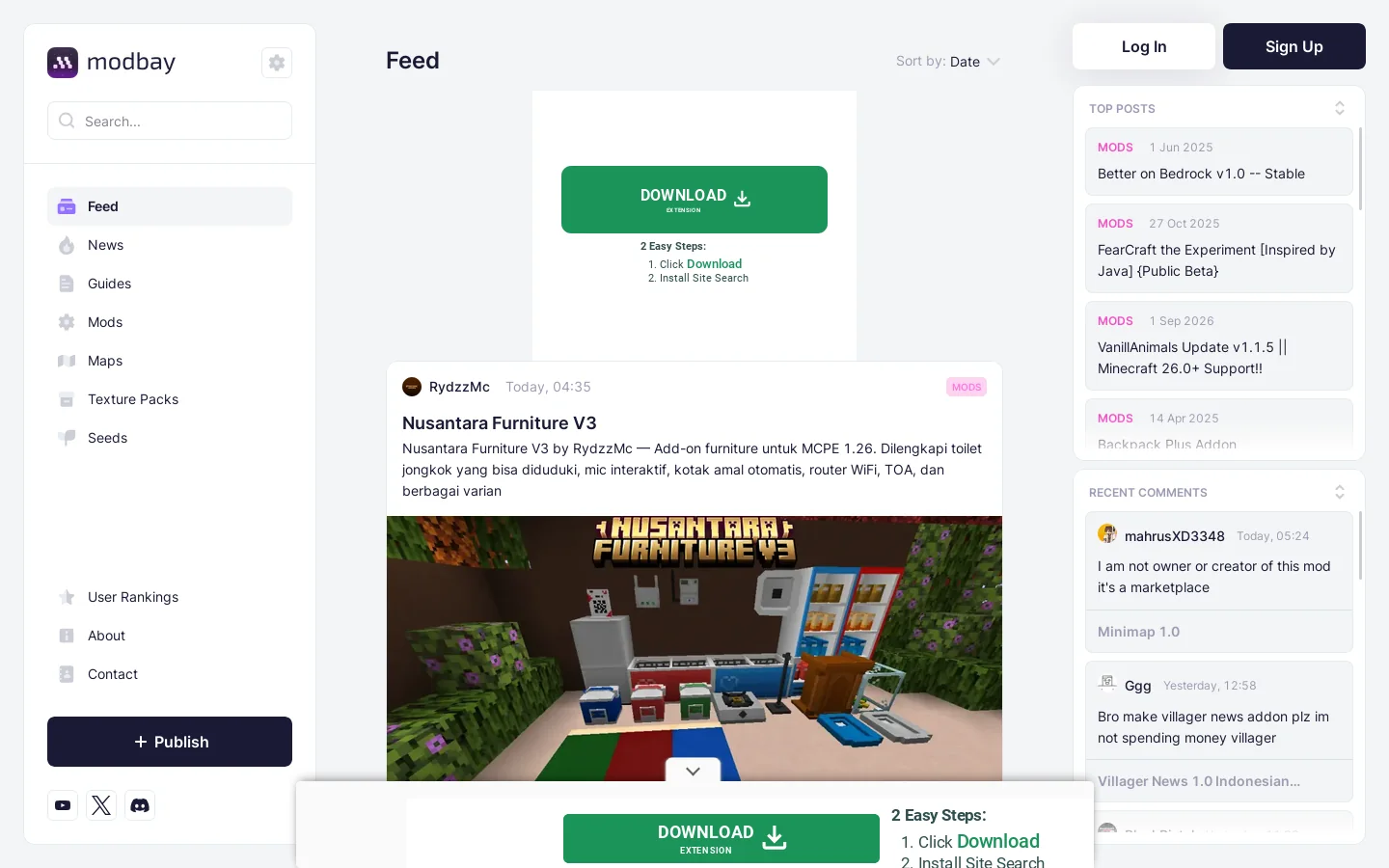 ModBay Homepage screenshot