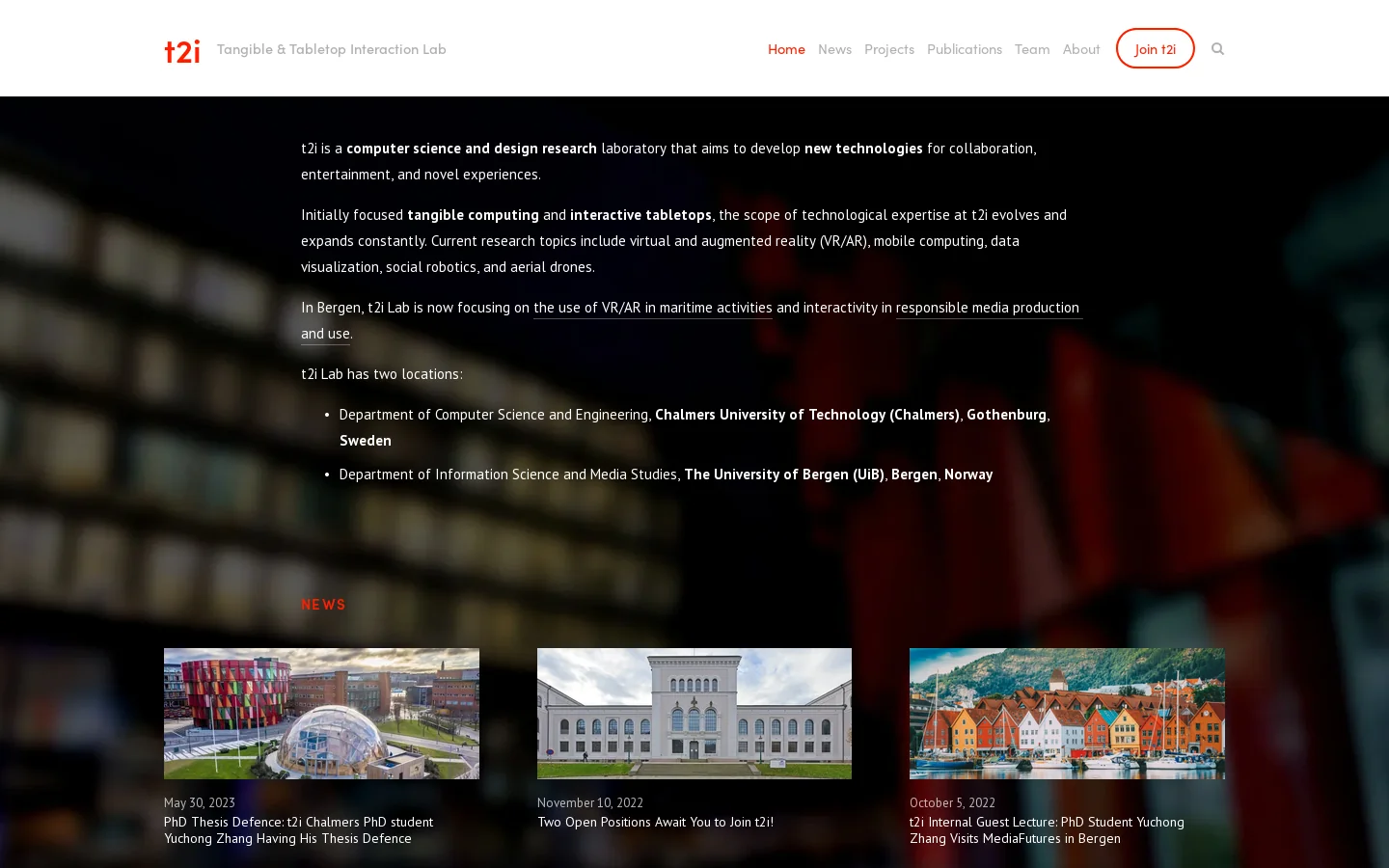 t2i Homepage screenshot