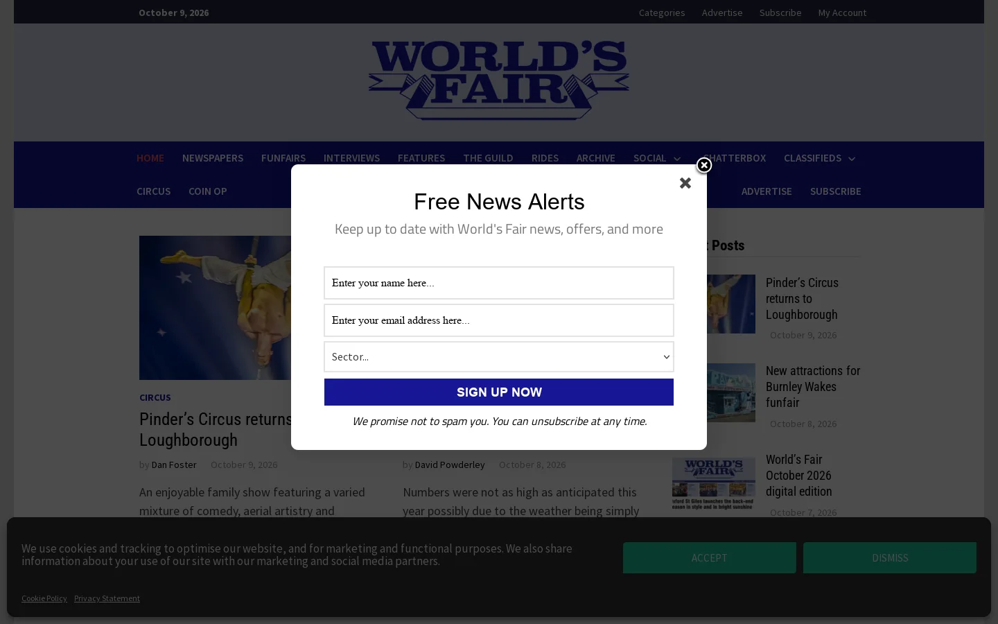 Worlds Fair Homepage screenshot